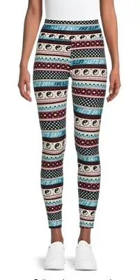 NEW♈Junior's Printed Ankle Legging's By NOBO Size 2XL (19)~White/aqua Ying Yang • £5.77