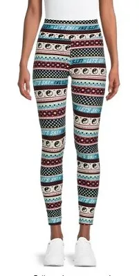 NEW♈Junior's Printed Ankle Legging's By NOBO Size 3XL (21)~White/aqua Ying Yang • £5.77