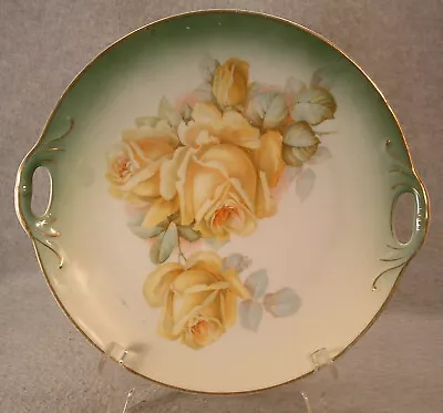 Vintage Bavaria Germany Yellow Roses Decorated Open Handled Cake Plate • $7.99