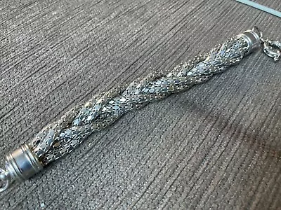 $25.37 • Buy 18cm Long 2cm Wide SILVER TONE BRAIDED ROPE BRACELET Brand New Unwanted Gift