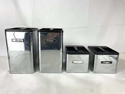 Masterware Chrome Finish Flour Sugar Coffee Tea Canister Set • $27.98