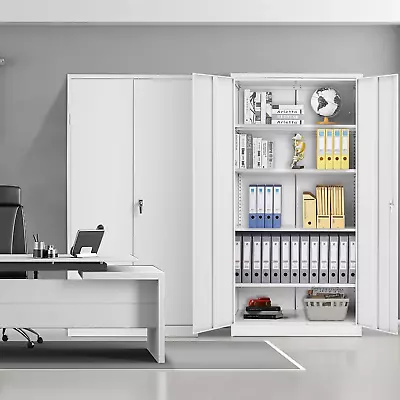 Metal Storage Cabinets With 4 Adjustable Shelves And 2 Door Home Office Garage • $225.99