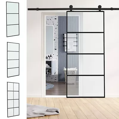 Clear / Frosted Glass Barn Door Sliding Hardware Kit 6-7FT / Door With Track Kit • £45.95