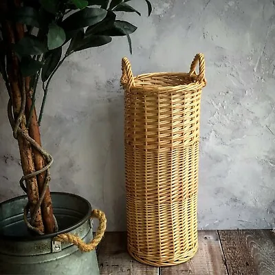 Woven Willow Umbrella Tidy Wicker Basket And Walking Stock Holder  • £32.99