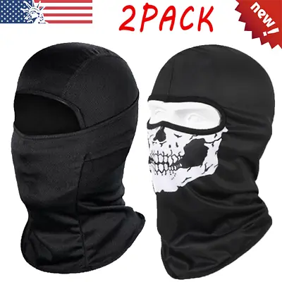 $13.89 • Buy 2Pcs Tactical Skull Balaclava Face Mask UV Protection Ski Sun Hood For Men Women