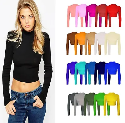 £4.99 • Buy Womens Full Sleeves Crew Neck Long Crop Top T Shirt Dress Size Fitted