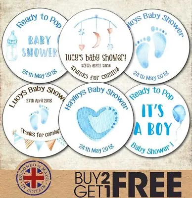 24x Personalised New Baby Shower Birth Boy Christening/Naming Day Stickers/label • £2.95