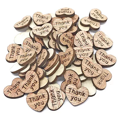 Thank You Wooden Shabby Chic Craft Scrapbook Vintage Confetti Hearts 15mm • £27.49