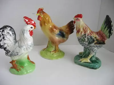 Vintage Chicken/Rooster Figurines Lot Of 3 Approx. 5  Tall Farmhouse Country • $15.65