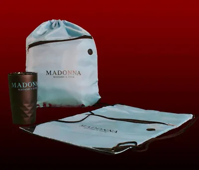 Madonna Madame X Tour  Drawstring Backpack And Stainless Steel Mug  NEW! Blue • $25