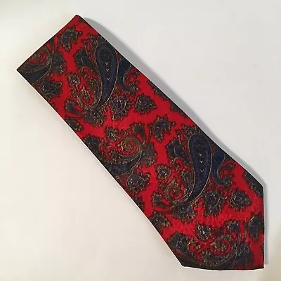 Van Heusen Editions Neck Tie Red Blue Paisley Scroll Polyester Mens Neckwear • $28