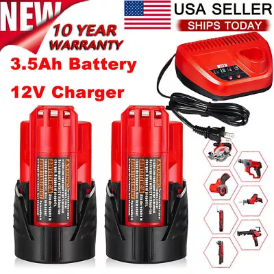 For Milwaukee For M12 48-11-2401 Lithium 12 Volt 3.0Ah 3.5Ah Battery Or  Charger • $21.59