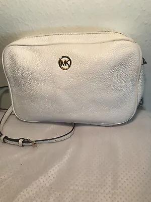 Michael Kors Medium White Fulton Leather Crossbody Shoulder Bag • $39