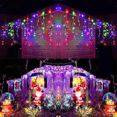 $13.69 • Buy 96 LED Curtain Icicle Lights Fairy String Wedding Party Christmas Indoor Outdoor