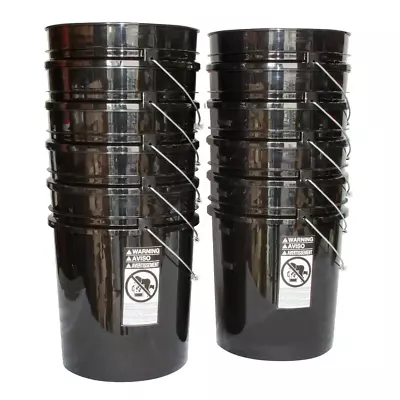 10-Pack Bucket 5-Gallon DWC Hydroponics Container Gardening Black Kratky Pail • $66.99