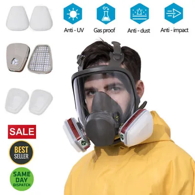 Reusable Half/Full Face Mask With Goggles Filter Anti-Dust/Gas Respirator Mask • £8.94