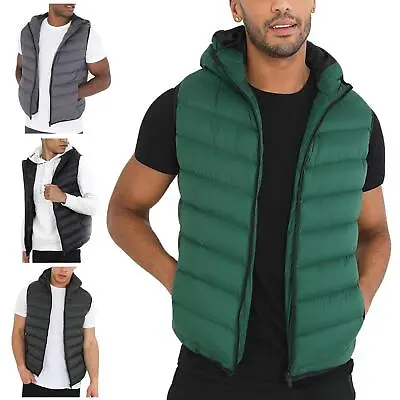 Mens Hooded Gilet Body Warmer Sleeveless Padded Puffer Quilted Jacket BRAVE SOUL • £25.99