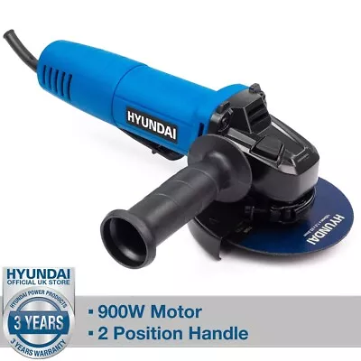 Electric Angle Grinder 900W 115 - 125 Mm / 5 Inch Disc With 7 Discs Inc Hyundai  • £39.99