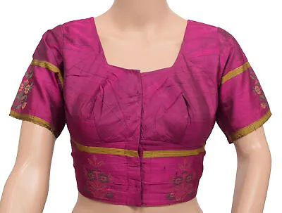 Sushila Vintage Readymade Silk Sari Blouse Magenta Woven Designer Choli Size 36 • $19.99