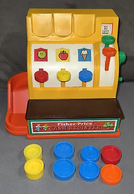 Vintage 1974 Fisher Price Cash Register 926 Made In USA With 8 Coins Works I • $33.25