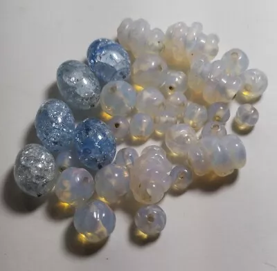 Vintage Antique Opalite? Moonstone Swirl Czech Beads • $22.75