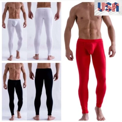 $8.79 • Buy US Mens Thin Ice Silk Leggings Compression Trousers Long Johns Pants Underwear