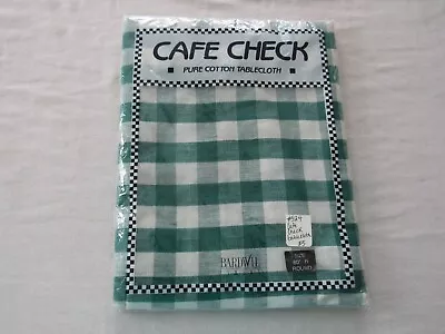 Cafe Check Pure Cotton Tablecloth Round 60  Bardwil Linens Green White • $19.95