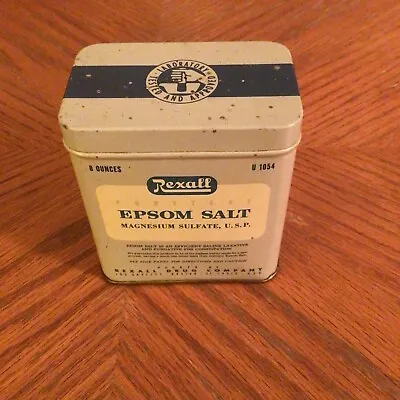 Vintage Rexall 8 Oz Epsom Salt Advertising Tin • $8