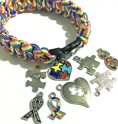 £3.99 • Buy Autism Awareness Rainbow Bracelet. Choice Of Charm Available
