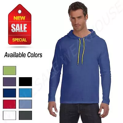 Gildan 100% Cotton Lightweight Long Sleeve Hooded T-Shirt M-987AN • $11.75