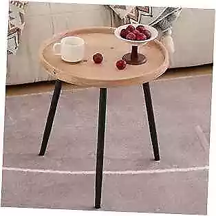  Round End Table Coffee Accent Table Log Natural Wooden Tray Medium Wood-m • $63.42