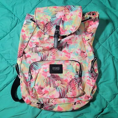 Victorias Secret PINK Tropical Hawaiian Floral Drawstring Backpack Bag Tote • $44.95