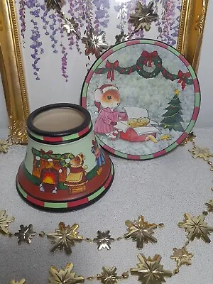 YANKEE CANDLE Night Before Christmas Mouse Shade & Tray Plate For Small Jar • £20