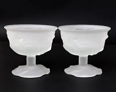 Vintage Frosted Glass Wine Goblets Glasses Champagne Sherbert Glasses Set Of 4 • $18