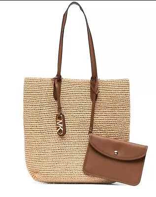 Michael Kors Eliza Large Natural Woven Straw Tote Bag & Pouch NWT$298 30S3GZAT3W • $99.99