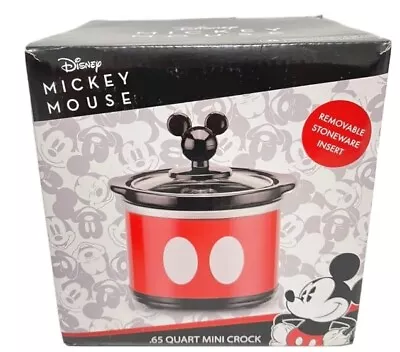 Walt Disney Mickey Mouse Red & Black .65 Quart Mini Crock Pot Brand New W/ Box • $19.98