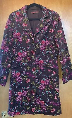 178 Johnny Was Embroidered Brown Floral Coat Jacket M RARE VTG • $128