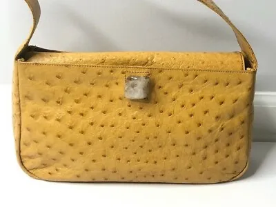 Zagliani Vintage Ostrich Leather Stone Shoulder Bag Italy • $900