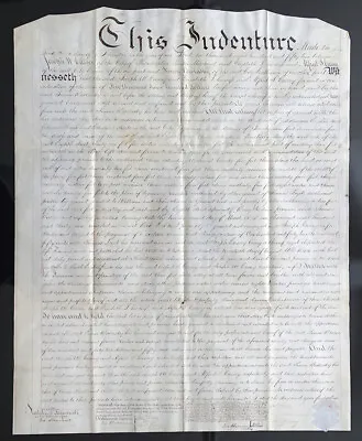 1852 Antique PHILADELPHIA Vellum DEED INDENTURE Document / CASSEY To BROLASKY • $49.95