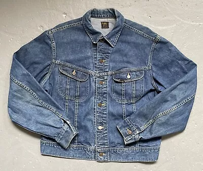 Vintage Lee 101-J Denim Trucker Workwear Sanforized Jacket Made In USA 46 Long • $249.99