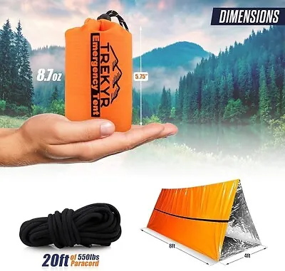 2 Person Mylar Ultralight Survival Tent Emergency Shelter Kit Waterproof 8.7oz • $19.77
