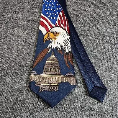 Patriotic Tie American Flag Bugatchi Umo 58 Inch White House American Flag USA • $12.99