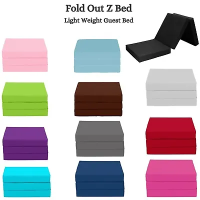 Z Bed Single Fold Out Futon Chair Foam Mattress Water Resistant Fabric Guest Bed • £48.50