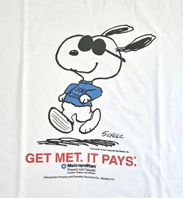 Vintage 80s Peanuts Snoopy Joe Cool MetLife Get Met It Pays TShirt L • $14