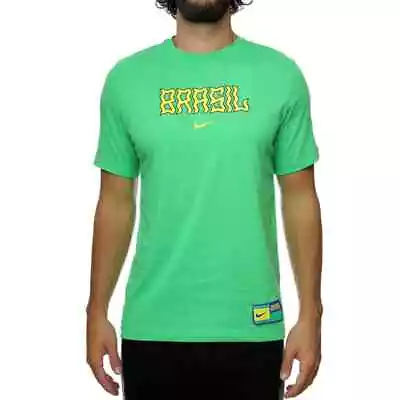 $26.99 • Buy Nike Soccer Brazil Swoosh Logo Graphic T-Shirt  Green Yellow Size X-Large