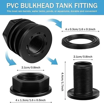 PVC Bulkhead Fitting  3/4 Inch Male 1/2 Inch Female Threaded • $6.50