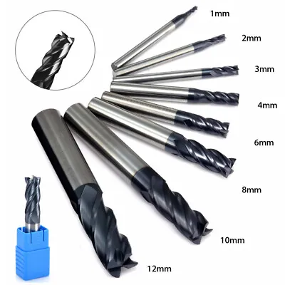 Solid Carbide End Mill 4-Flute-Tungsten Milling Cutter Steel 1/2/3/4/6/8/10/12mm • $6.15