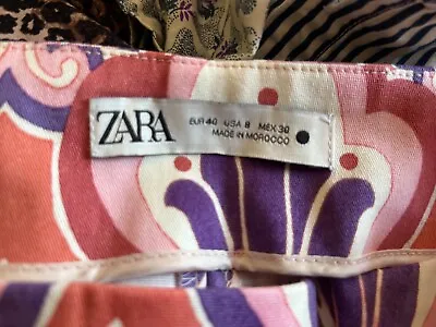 Zara Pink Purple Slim Fit  High Waist Stretchy Pants  Retro-style Size 8 • $19.99
