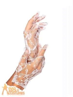 £5.99 • Buy Adult White Lace Wrist Gloves Burlesque Fairytale Fancy Dress Leg Avenue