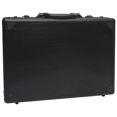 Briefcase With Lock Combination Anti-Theft Attache Black Aluminum SPC-941G • $54.99